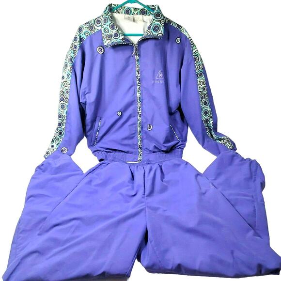 Le Coq Sportif Woman Purple Medium Tracksuit Vtg Windbreaker Zip Bottoms - Picture 1 of 11